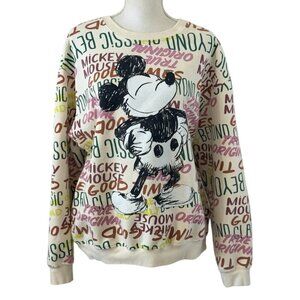 Disney Mickey Mouse Sweatshirt Size 3X Beyond Classic All Over Graffiti Cream